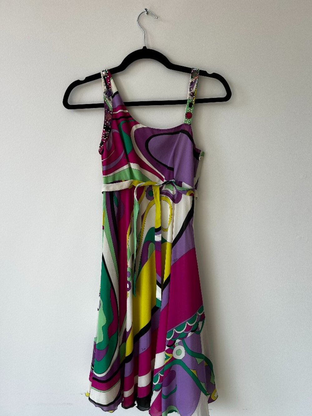 2005 Emilio Pucci Classic "Orchidea" Print Fine Silk Mini Dress - Size: 0/XS